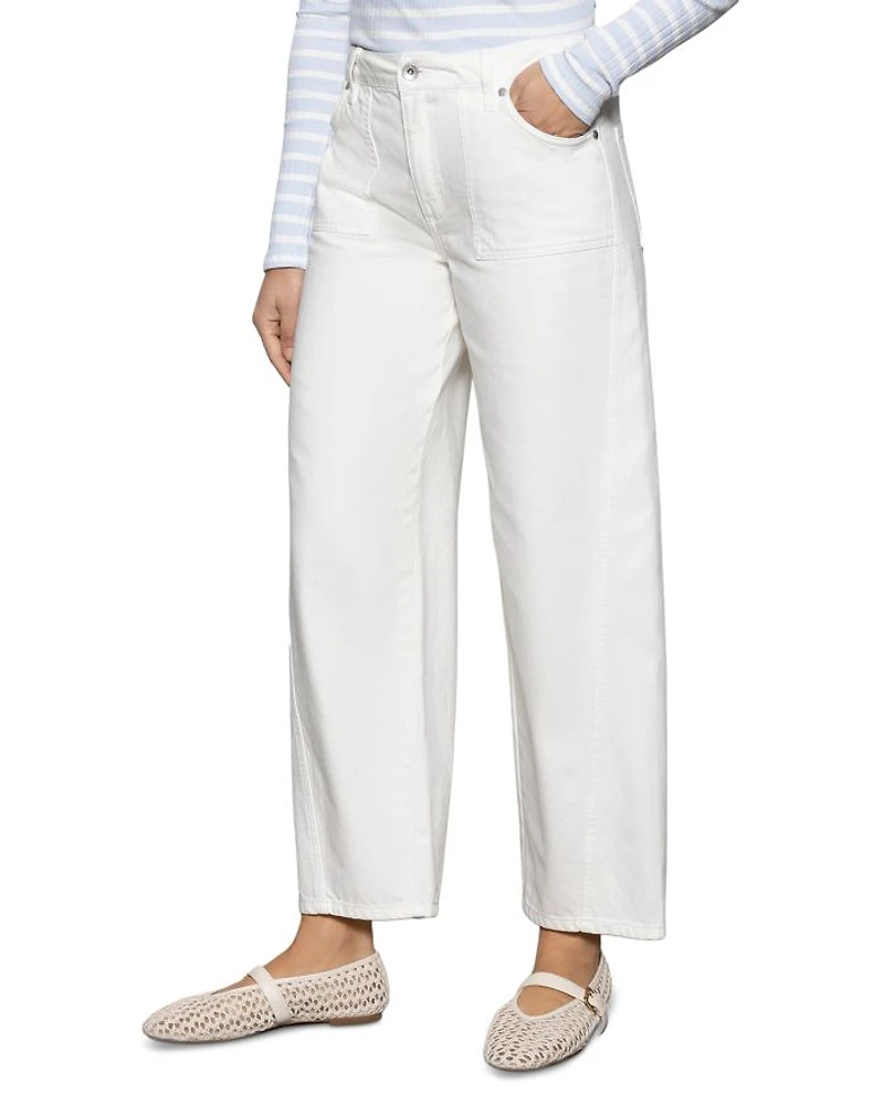 District High Rise Column Ankle Jeans Bleached White