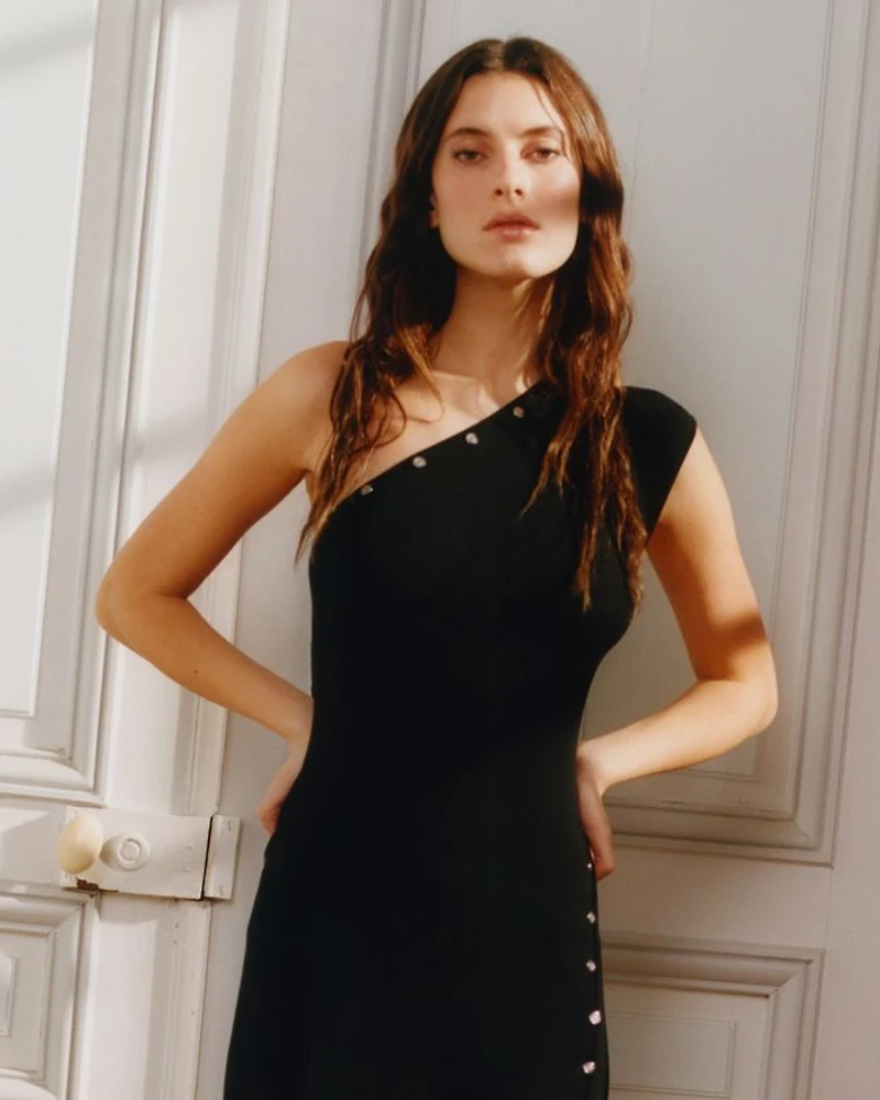 Asymmetric Knit Maxi Dress