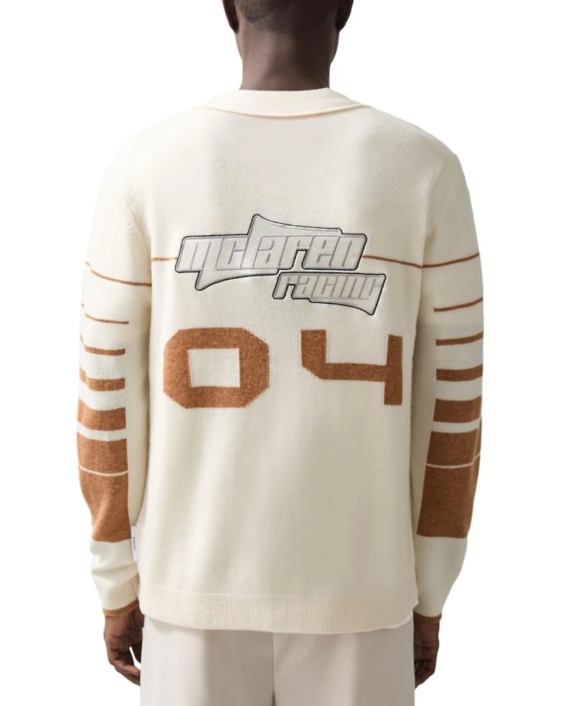 x McLaren Boom Racing Regular Fit Wool Varsity Cardigan Sweater
