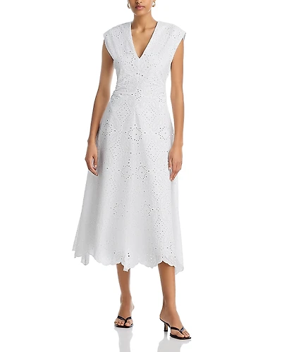 Veronica Beard Aven Eyelet Midi Dress