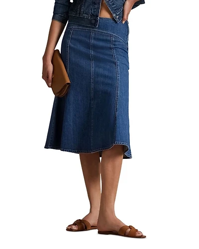 Paneled Denim A Line Skirt