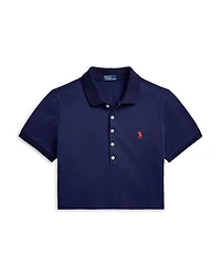 Stretch Piqué Cropped Polo Shirt