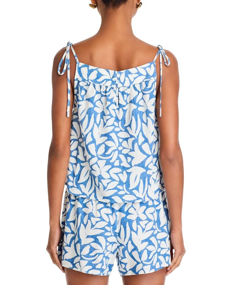 Printed Tie Shoulder Tank Top