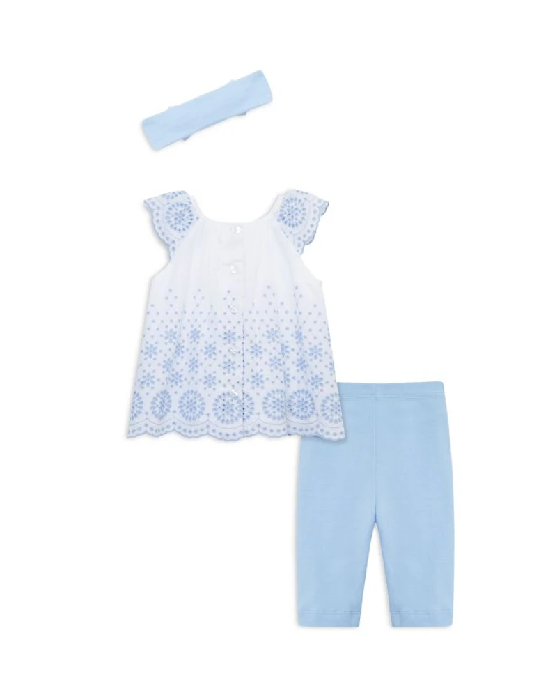 Girls' Eyelet Top, Leggings & Headband Set - Baby