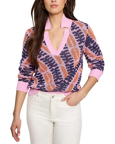 Jacquard Mesh Squiggly Pullover