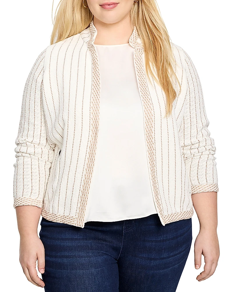 Nic+Zoe Plus Pinstripe Stand Collar Jacket