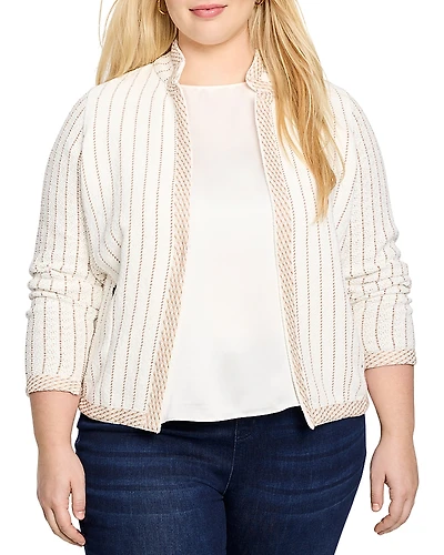 Nic+Zoe Plus Pinstripe Stand Collar Jacket