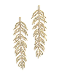 Anabel Aram Pave Palm Leaf Linear Drop Earrings