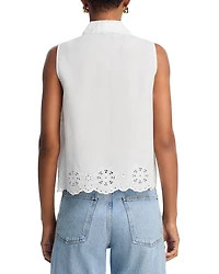 Eyelet Trim Sleeveless Shirt - Exclusive