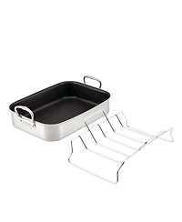 Provisions 14.5-Inch Clad Stainless Steel Nonstick Roaster with Rack, Small