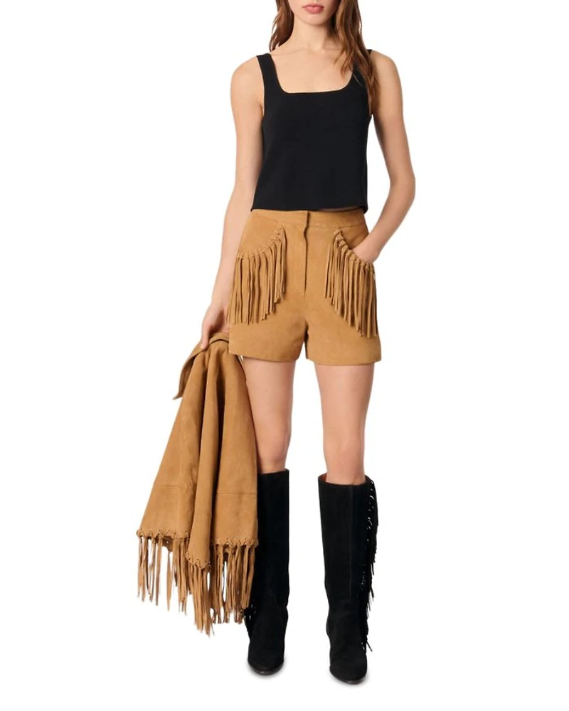 Fringed Nubuck Shorts