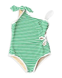 Shade Critters Girls' Green Stripe Ribbed One Piece Swimsuit - Little Kid, Big Kid