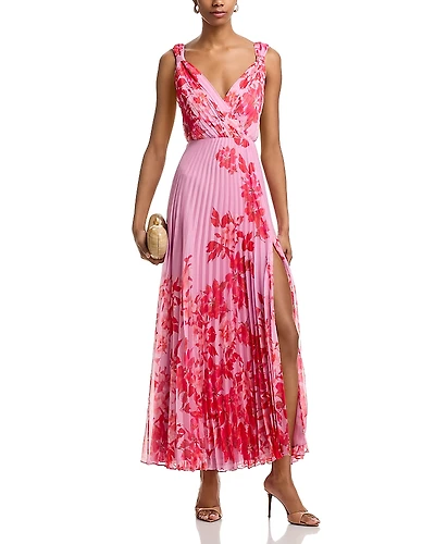 Aqua Pleated Floral Guest of Dress - Exclusive