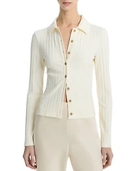 Vince Rib Knit Collared Cardigan