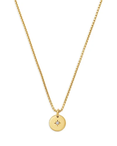 14K Yellow Gold Diamond Star Disc Pendant Necklace, 16-18"