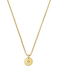 14K Yellow Gold Diamond Star Disc Pendant Necklace, 16-18"