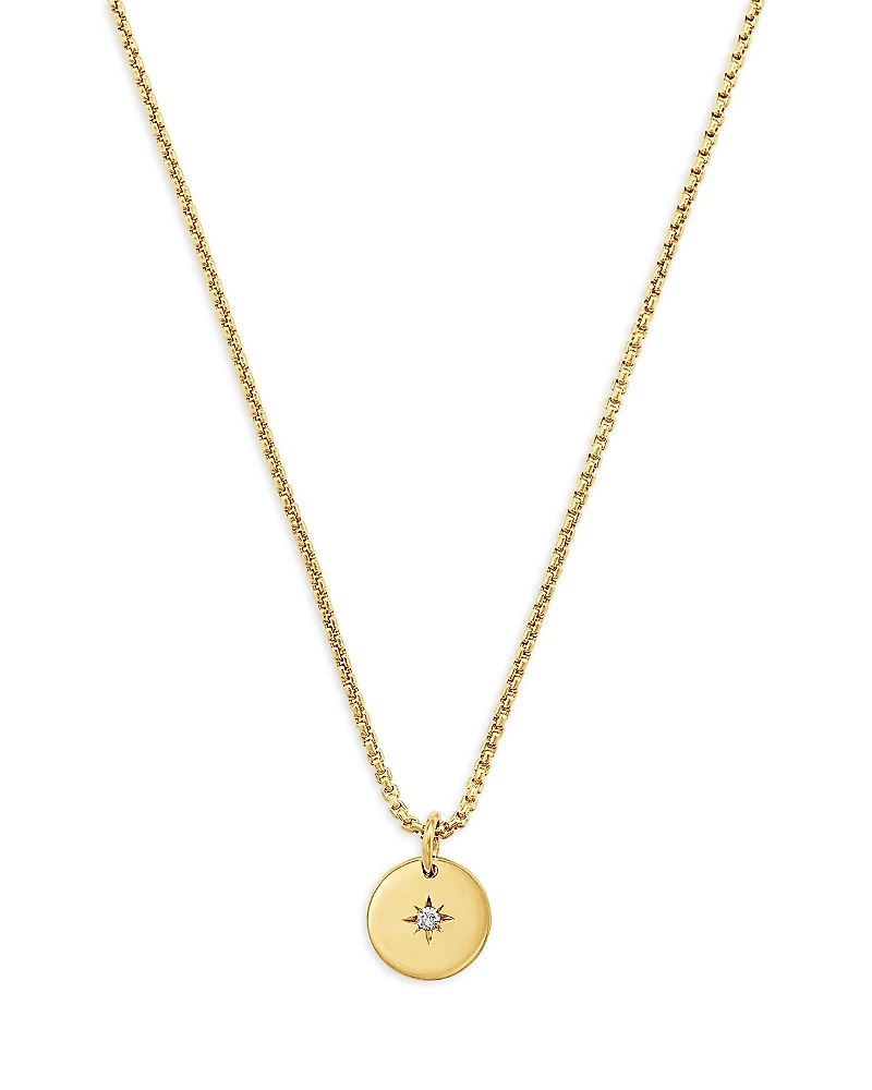 Zoe Chicco 14K Yellow Gold Diamond Star Disc Pendant Necklace, 16-18