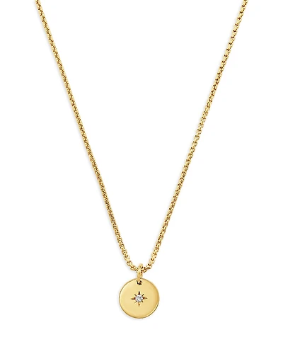 Zoe Chicco 14K Yellow Gold Diamond Star Disc Pendant Necklace, 16-18