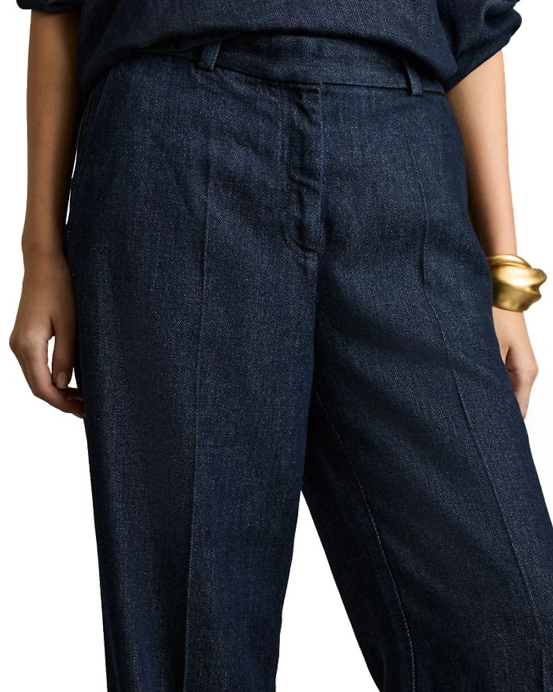 Petite Reed Denim Look Wide Leg Pants