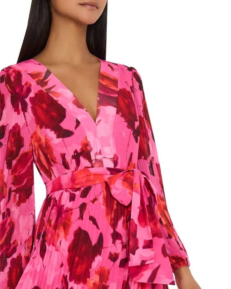 Liora Blurred Blossom Pleated Dress