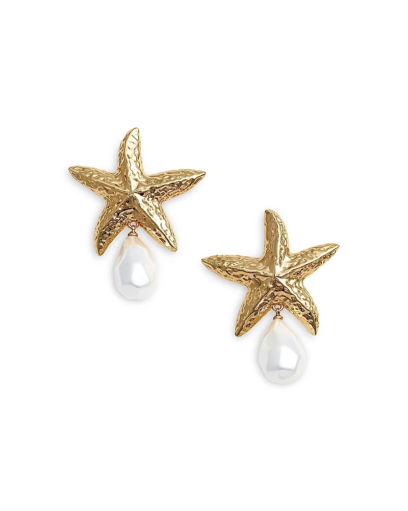 Self Portrait Imitation Pearl Starfish Drop Earrings