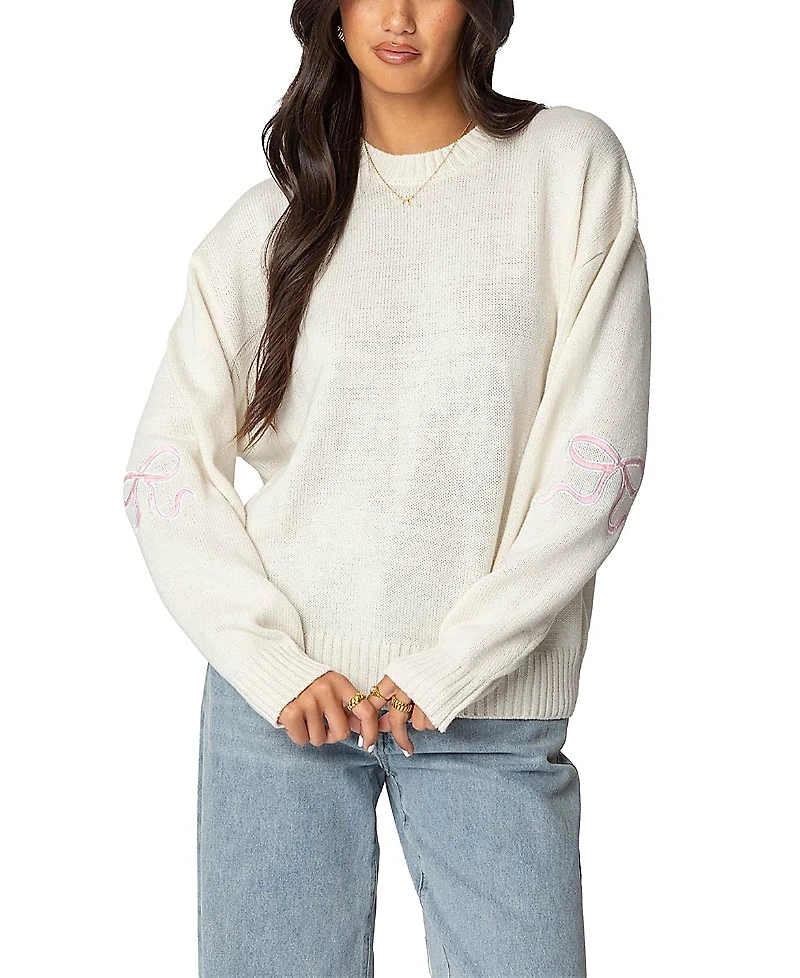 Edikted Rutie Bow Patch Sweater