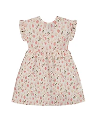 Deux par Girls' Printed Seersucker Dress with Frill Flowers on Background - Little Kid