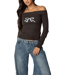 Edikted Tj Off Shoulder Knit Bow Top