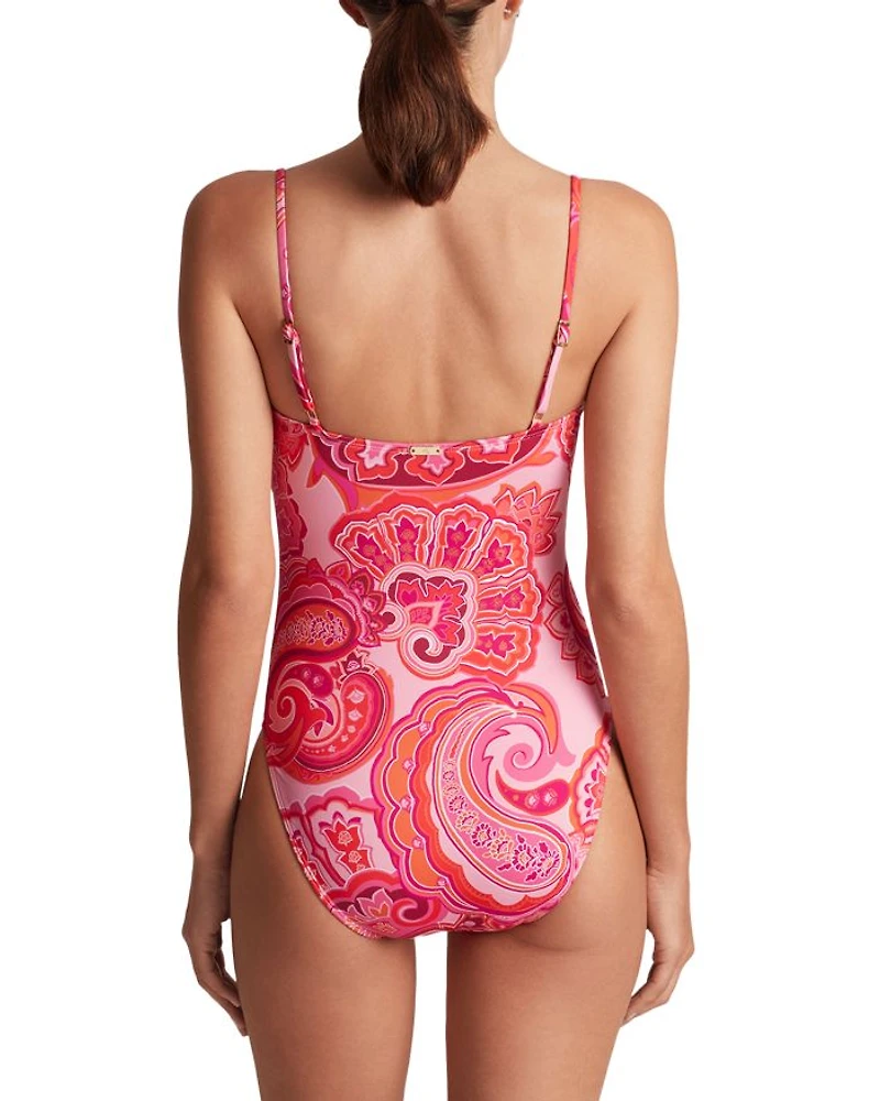 Paisley Square Neck Lingerie One Piece Swimsuit