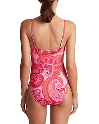 Paisley Square Neck Lingerie One Piece Swimsuit