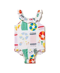 Girls' UPF 50+ Recycled Polyester Beach Ruffle Swimsuit - Little Kid, Big Kid