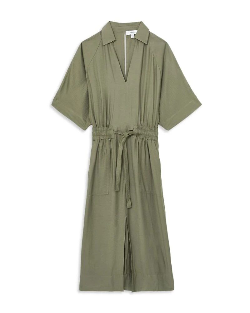 Petites Cecelia Shirred Waist Midi Dress