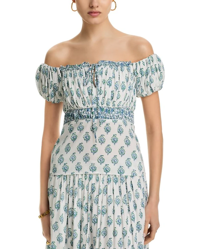 Block Print Off The Shoulder Top