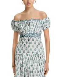 Block Print Off The Shoulder Top