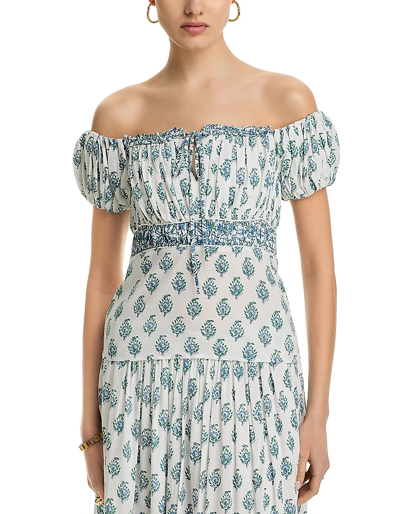 Area Stars Block Print Off The Shoulder Top