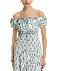 Area Stars Block Print Off The Shoulder Top