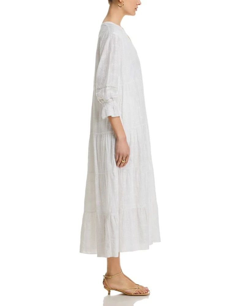 Tonal Embroidery Midi Dress