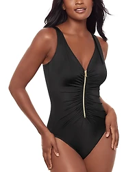 Miraclesuit Razzle Dazzle Zip One Piece Swimsuit