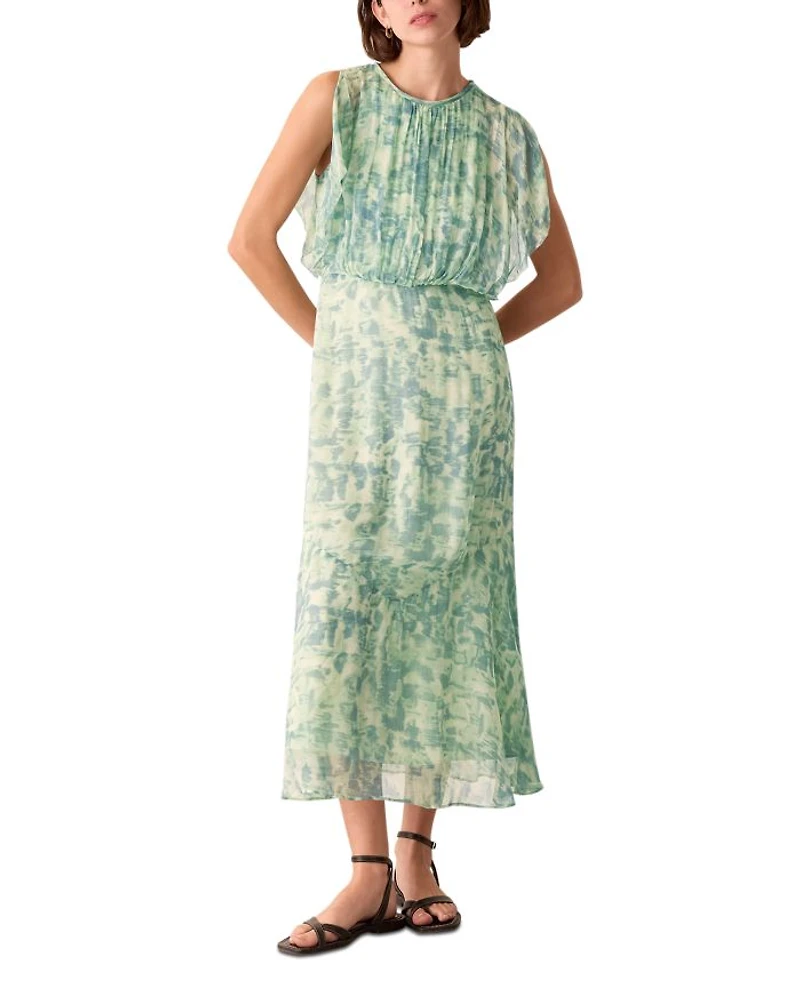 Petites Dashed Brush Marks Midi Dress