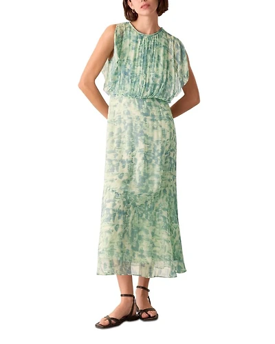 Petites Dashed Brush Marks Midi Dress