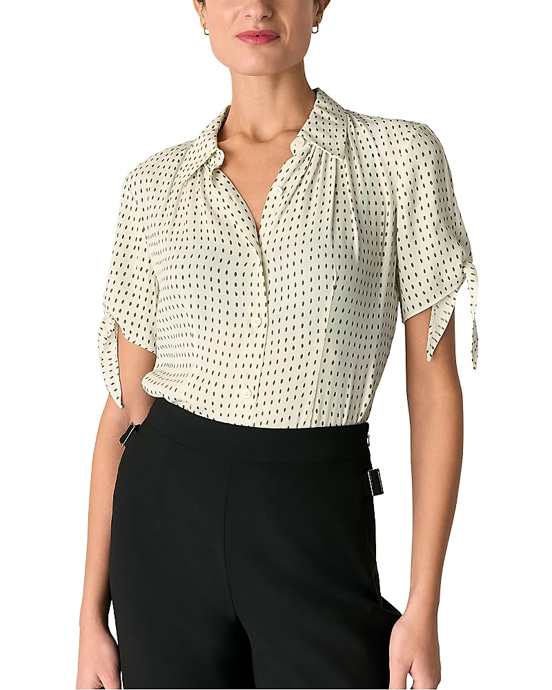 Whistles Oval Spot Tie Sleeve Shirt
