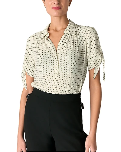 Whistles Oval Spot Tie Sleeve Shirt