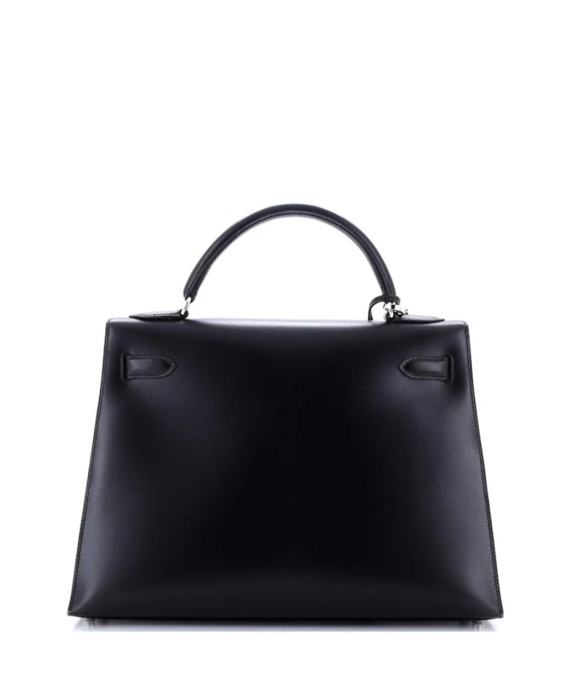 Kelly 32 Handbag Black Box Calf with Palladium Hardware
