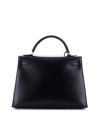 Kelly 32 Handbag Black Box Calf with Palladium Hardware