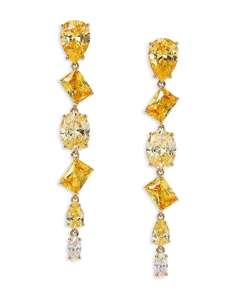 Nadri Palm Springs Yellow Mixed Cut Stone Linear Drop Earrings