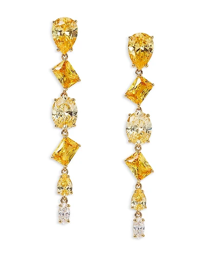 Nadri Palm Springs Yellow Mixed Cut Stone Linear Drop Earrings