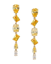 Nadri Palm Springs Yellow Mixed Cut Stone Linear Drop Earrings