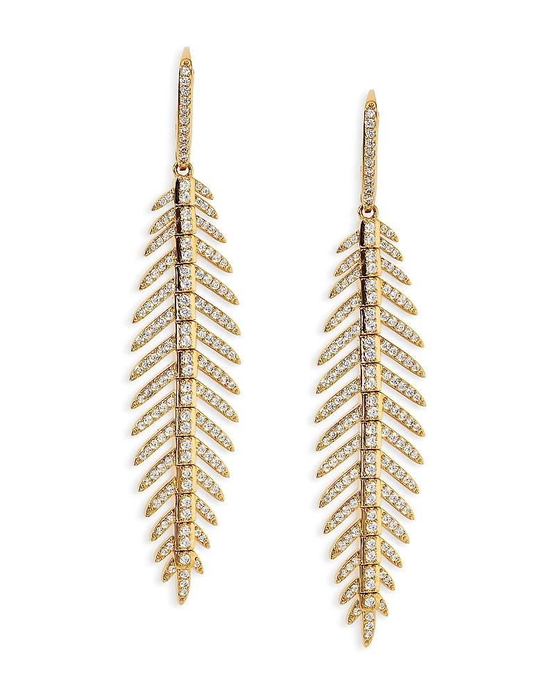 Nadri Palm Springs Pave Leaf Drop Earrings