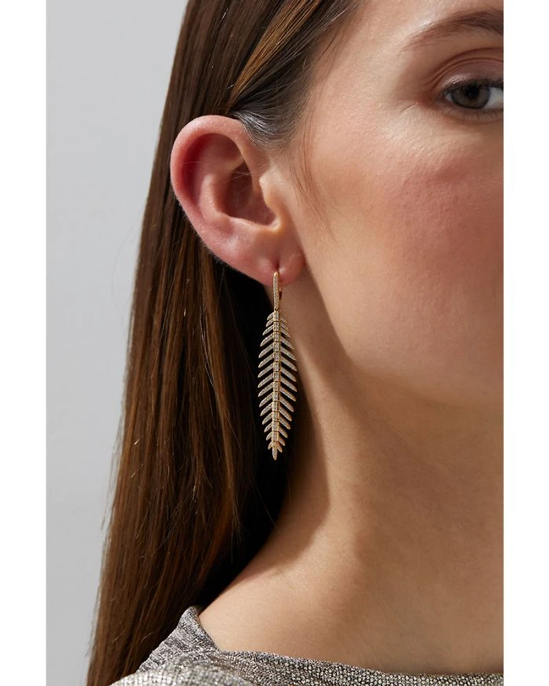 Palm Springs Pavé Leaf Drop Earrings