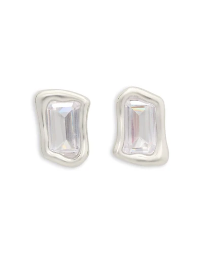 Molten Clear Glass Freeform Solitaire Stud Earrings